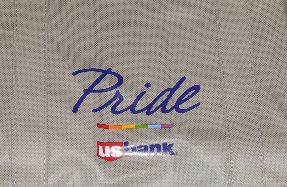 PRIDE GAY RAINBOW US BANK GRAY ECO BAG REUSABLE GROCERY 15″ X 13″ NEW