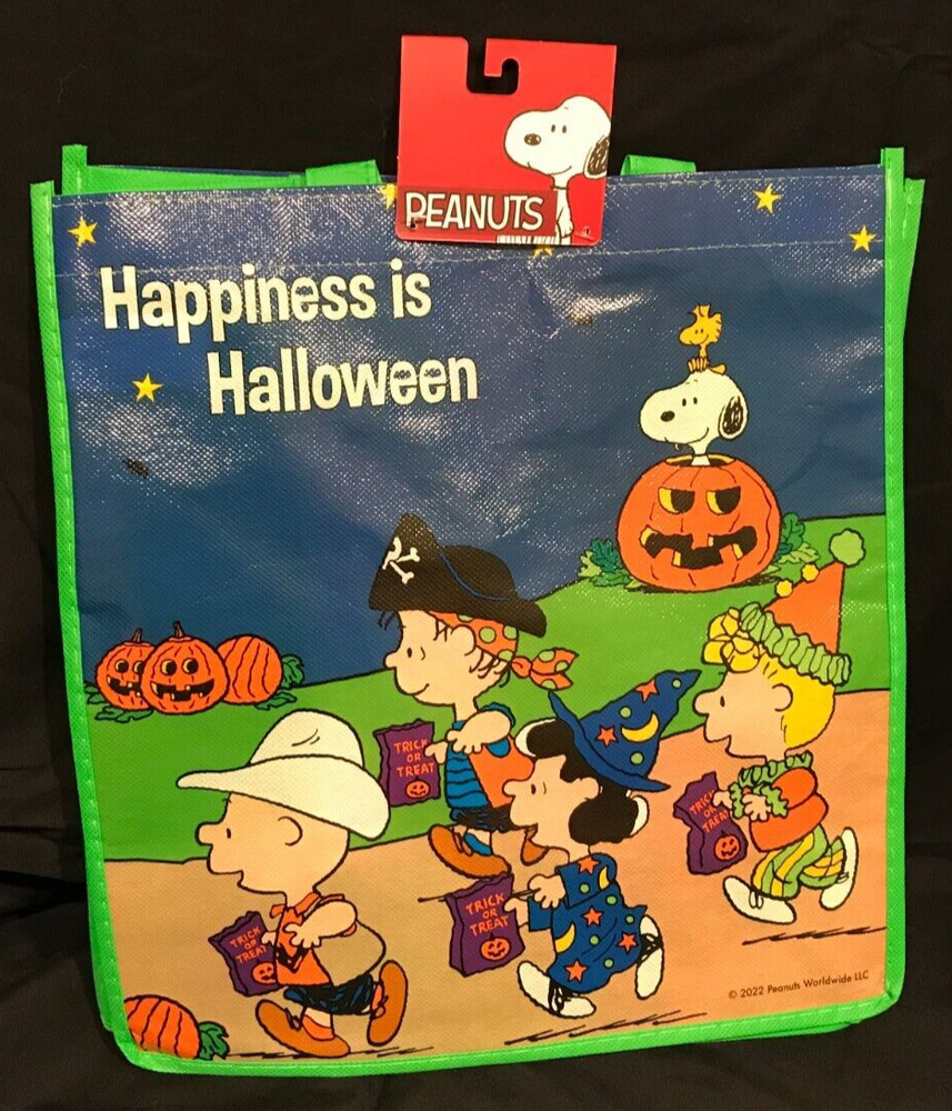 PEANUTS Reusable Grocery Shopping Gift Bag 6x12x13 HAPPINESS IS HALLOWEEN Snoopy