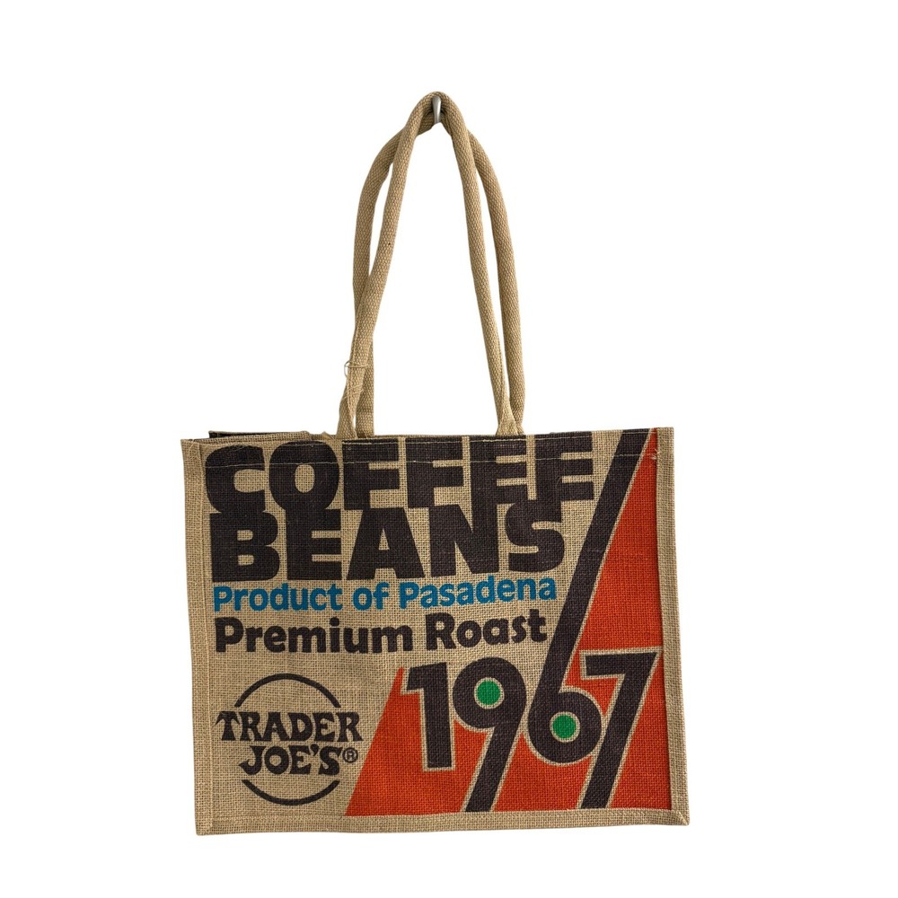 Trader Joe’s 1967 Coffee Beans Pasadena Jute Burlap Reusable Tote Bag 9 Gallon