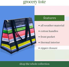 Reusable Shopping Bag, Insulated Grocery Tote with Shoulder Straps, Large Collap