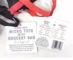 Trader Joes Micro Mini Tote With Grocery Bag 2 In 1 Red Black Limited Edition