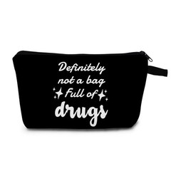 MoCaliduccious “definitely not a bag full of drugs Print Cosmetic Black