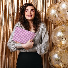 4 PCs Preppy Checkered Makeup Bag 9.62 * 7.42 Inches, Multicolor 0216