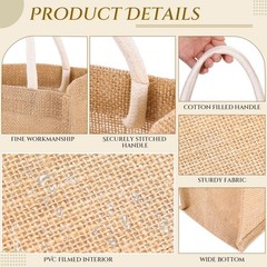 12 Pcs Burlap Tote Bag Mini Jute Reusable Bag with Handles Small Blank Canvas…