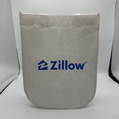 Zillow White Foldable Reusable Shopping Bag Non-Woven Fabric Logo Pattern
