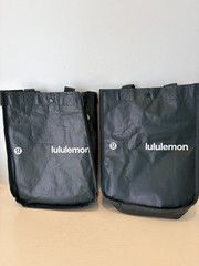 LOT OF 2 Lululemon Small Reusable Tote Bag~ 12 x 9 x 4 in. Forest Green