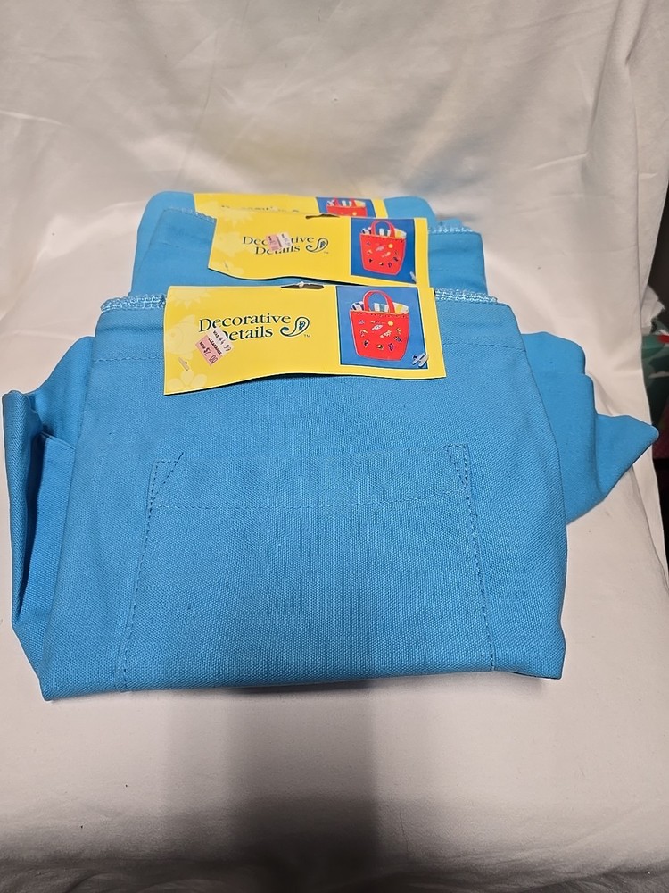 3 Pack Reusable Cotton Canvas Bags Blue