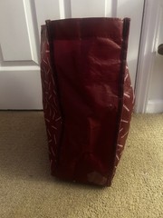 Lululemon Red Foldable Plastic Reusable Shopping Bag Modern All-Over Pattern