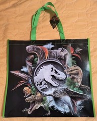 Jurassic Park DINOSAURS Reusable Green Jumbo Shopping Gift Bag with Handle🆕
