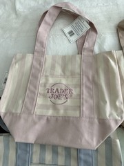 Trader Joe’s 2026 Limited Edition Mini Pastel Stripe Canvas Tote Bag Set Of 4