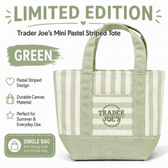 Trader Joe’s Mini Tote Bag Stripe Canvas Summer 2026 | Ships Today