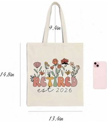 Floral Canvas Foldable Large Reusable Shopping Bag Beige Multicolor 14.8×13.4×9…