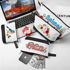 Sinzip 10 Pieces Cotton Canvas Makeup Bag with Bottom and XS, White/Black