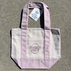 Set of 4! Trader Joe’s Canvas MINI Tote Bags PASTEL STRIPE Blue Green Pink Khaki