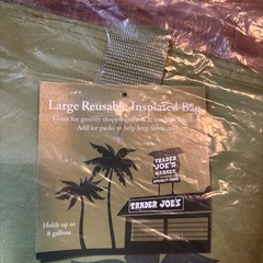 Trader Joe’s Large Insulated Tote Olive Green 8Gallon Reusable Bag Cooler Sealed