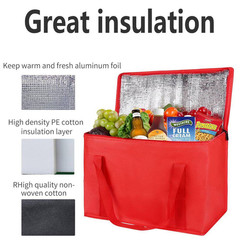 13 Qt. Xl-Large Insulated Grocery Shopping Bags Red Reusable Heavy Duty Zipped C