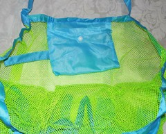 Big Reusable Shopping Bag foldable Into Self Pocket MESH GREEN Blue