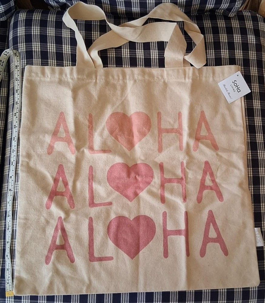 New NWT SoHa Living Hawaii – ALOHA – Canvas Tote Shopping Bag