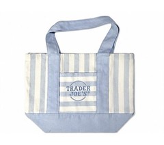 Trader Joe’s 💚 AUTHENTIC 2026 STRIPED EMBROIDERED CANVAS REUSABLE TOTE BAGS SET