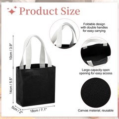 Women’s Small Canvas Crossbody Bag, 7″ x 2″ x 6″ Canvas Bag, Black for