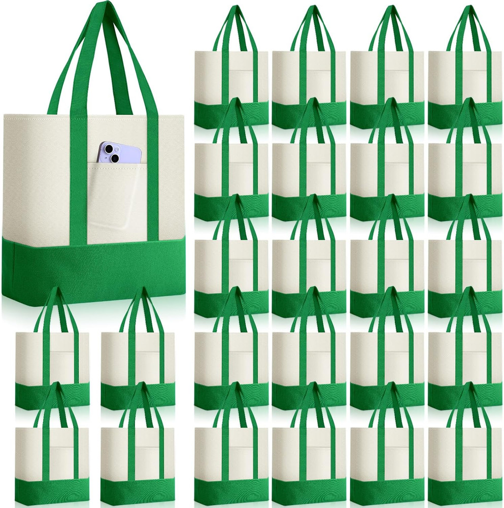 24 Pcs Mini Canvas Tote Bags Bulk with Pocket Small Sublimation Blank Canvas Tot