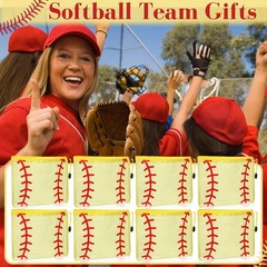 FunooFuno 12 Pcs Softball Team Gifts Makeup Bag 9.33 x 6.9 inches, Yellow