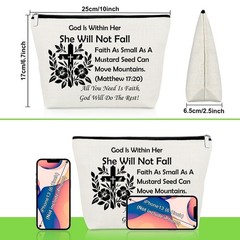 Religious Gifts for Women Christian Makeup Bag Off White