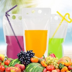 100Pcs double zip pouches drink Bags with 100 Straws,&30 100 PCS, 100 Pack