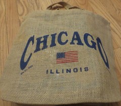 75 Tote Bag Chicago Printing Both Side Jute Reusable 14×12 Bottom Gusset $1.20