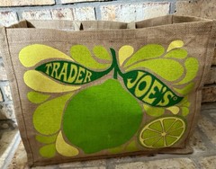 Trader Joe’s Foldable Jute Reusable Shopping Bag Lemon Lime Brown Yellow Green
