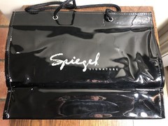 Vintage SPIEGEL Black Vinyl Shopping Bag 11.5 x 15 x 6
