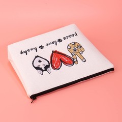JXGZSO Funny Husky Dog Gift Peace Love Cosmetic Bag peace love husky