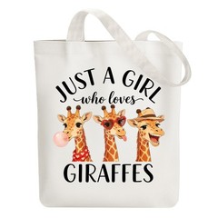 Animal Canvas Tote Bag Giraffe Reusable Cotton Bag for Women, Durable Cloth S…
