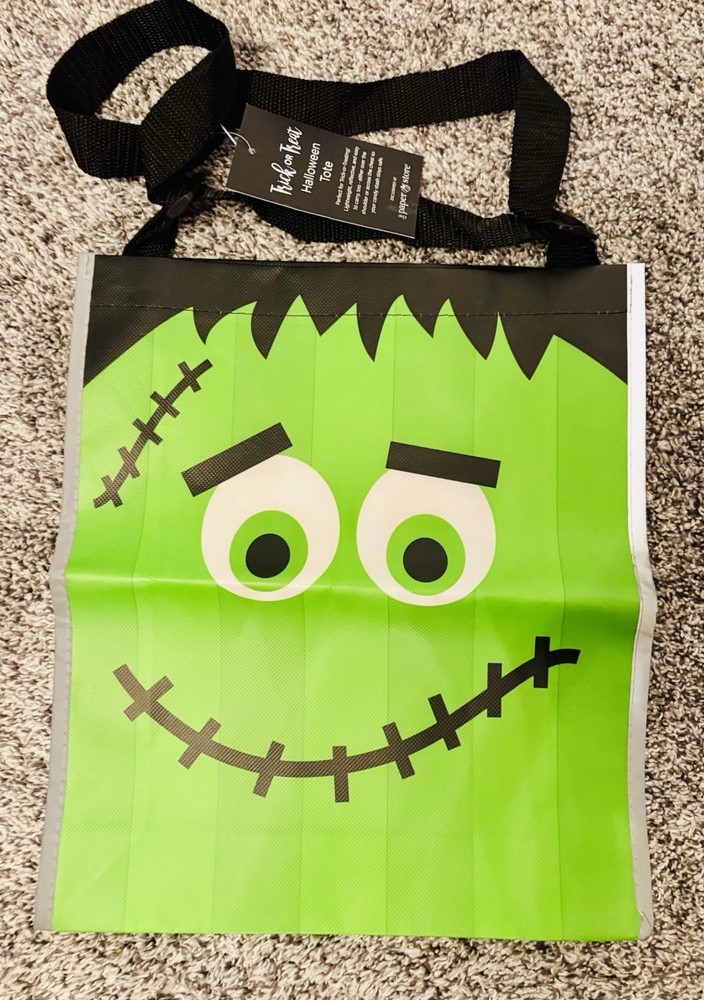 Halloween Cute Frankenstein Reusable Shopping Tote Bag Paper Store Hallmark