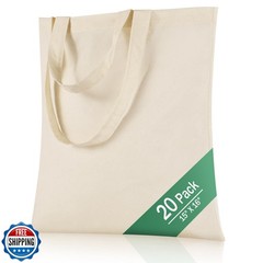 OKBA 20 | 50 Pack 15” X 16” Cotton Tote Bags for Tie Dye,Lightweight Tote B