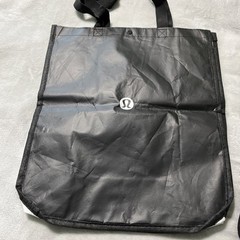 Lululemon Large Black and White Logo Reusable Shopping Bag Set Of 2