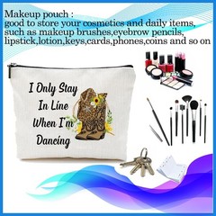 PXTIDY Line Dancing Cosmetic Bag Dance Gifts Country ONE SIDE, beige