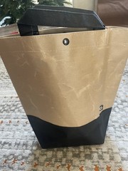Lululemon – RARE Vinyl Coated Brown Paper Bag Small Shopping Tote Bag