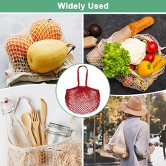 2-Pack Reusable Washable Mesh Net String Grocery Bags [Red, Black,Long Handle]