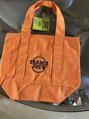 Trader Joe’s Orange Foldable Canvas Tote Bag Reusable Solid Plain Shopping Bag