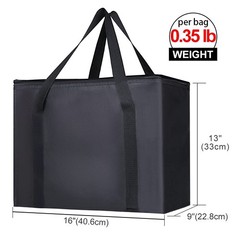 Versatile X-Large Insulated Grocery Bag – 30L Zippered Tote for Food Delivery