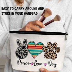 ONDTOM Western Makeup Bag, Country Girl Gifts Peace love dogs(leopard print)