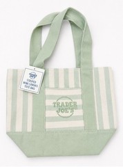 Trader Joe’s Striped Mini Canvas Tote Bag Seafoam Green 2026 Limited Edition