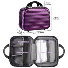 14-Inch Makeup Train Case Hardshell PC+ABS Travel Cosmetic Organizer, purple