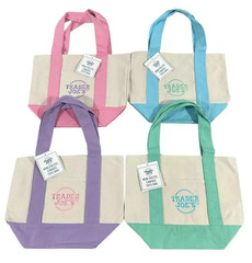 Trader Joe’s Mini Pastel Canvas Tote Bag NWT Blue Green Pink Purple | US Stock