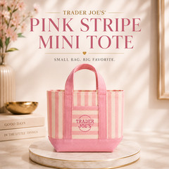 💗 Trader Joe’s Pink Stripe & Solid Pink Mini Tote Set • 2 Bags CA Ship