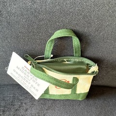 Trader Joe’s Canvas Colorblock Small Tote Bag Green Beige Zipper