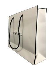 Authentic Chanel Reusable Shopping Paper Bag White Black 8″ x 10″ x 3″