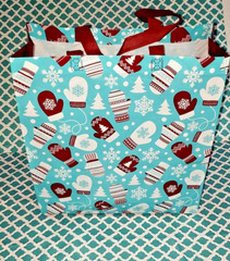 St Josephs School Teal with Red & White Mittens Reusable Tote Bag 15″ x 13″ x 6″