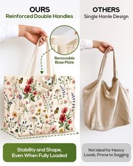 Miss Adola Large Canvas Grocery Tote Bag – Reusable One Size, Vintage Flower